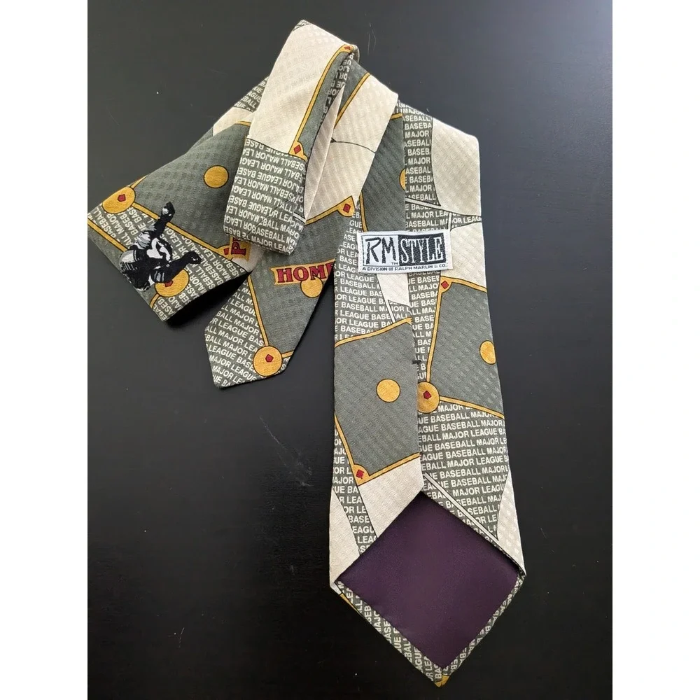 1992 MLB RM Style Necktie Ralph Marlin Grand Slam Home‎ Run Baseball Tie 60